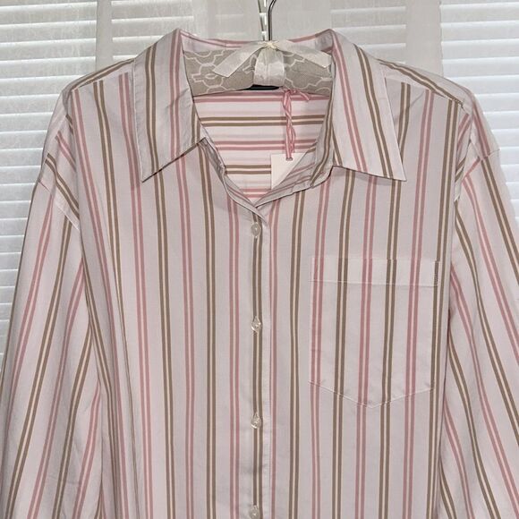 Vineyard Vines XS-XL White Pink Stripes Oversized Poplin Button Down Shirt - Picture 9 of 16